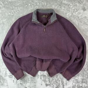 Tasso Elba Men’s Maroon 1/4-zip 100% Cotton Sweater Size Large